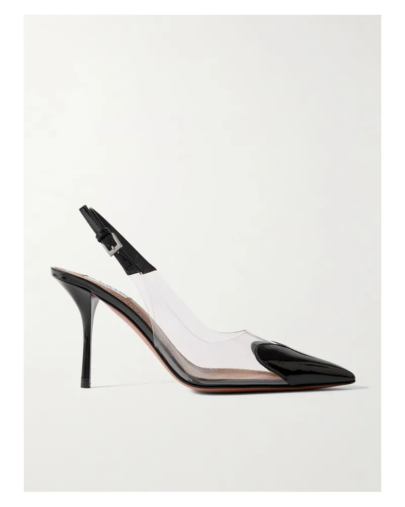 Alaïa Le Cœur Slingback-pumps Aus Lackleder Und Pvc - Schwarz Schwarz