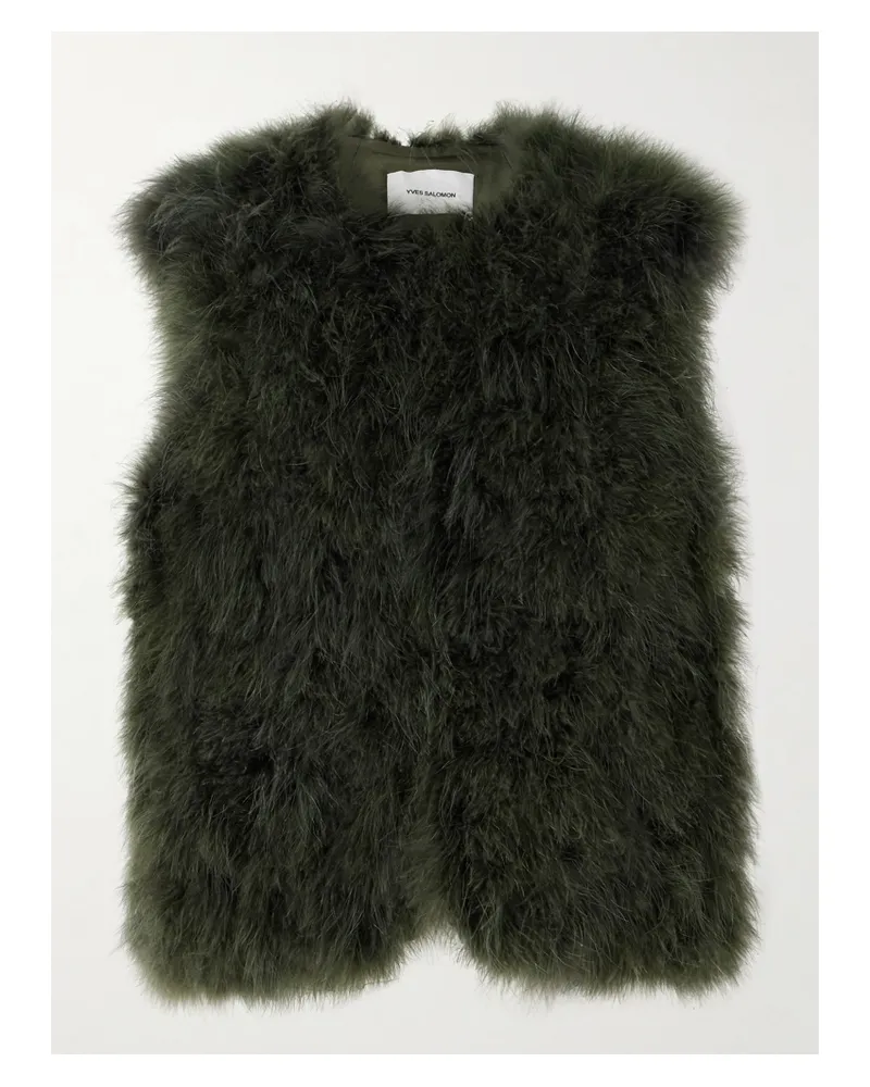 Yves Salomon Feather Vest - Green Green