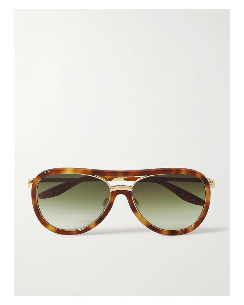 Barton Perreira Fossett Pilotensonnenbrille Aus Azetat In Hornoptik Und Goldfarbenem Titan - Braun Braun
