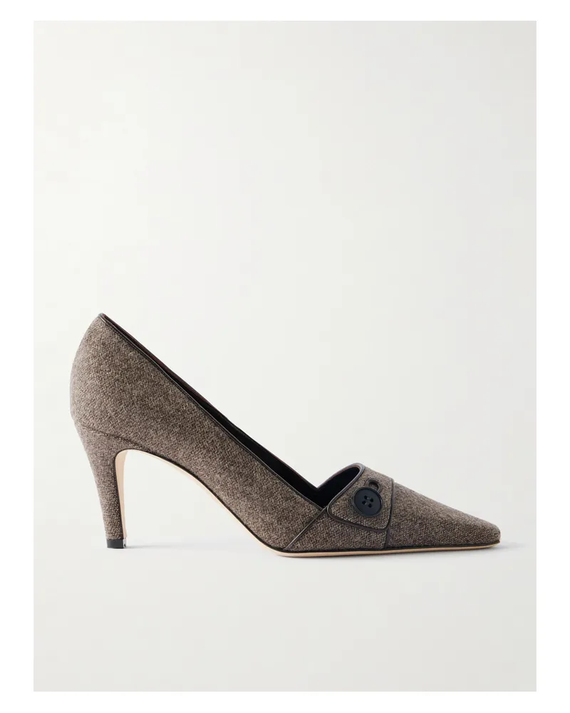 Manolo Blahnik Lulamae 70 Pumps Aus Tweed Mit Lederbesätzen - Braun Braun