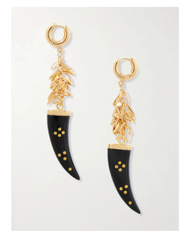 Isabel Marant Goldfarbene Creolen Mit Horn - Schwarz Schwarz