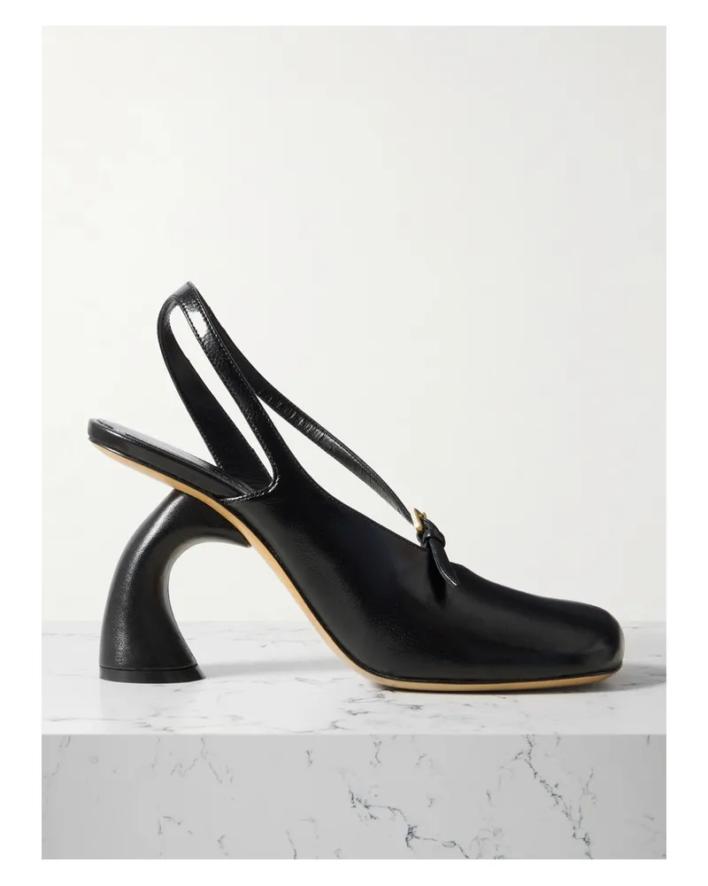 Dries van Noten Leather Slingback Pumps - Black Black