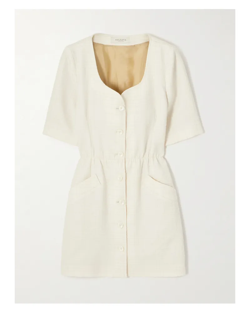 Giuliva Heritage Collection Vanessa Minikleid Aus Bouclé-tweed Aus Wolle - Elfenbein Elfenbein