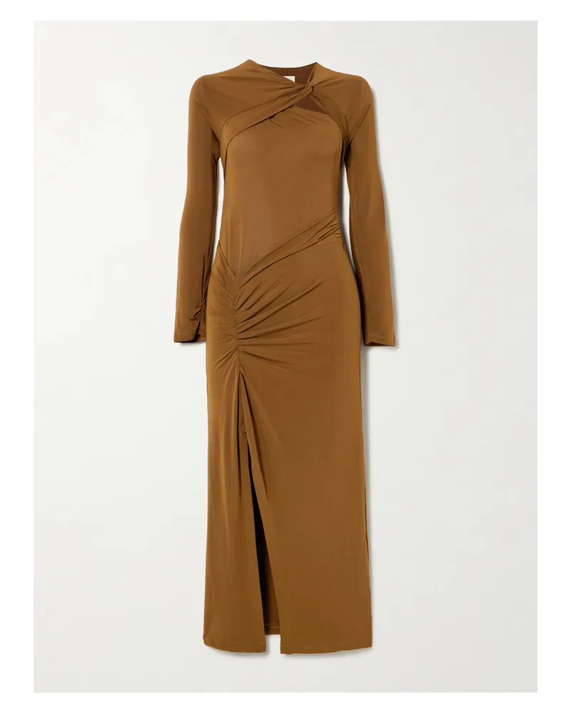 Isabel Marant Evelina Asymmetrisches Midikleid Aus Stretch-jersey Mit Twist-detail - Braun Braun