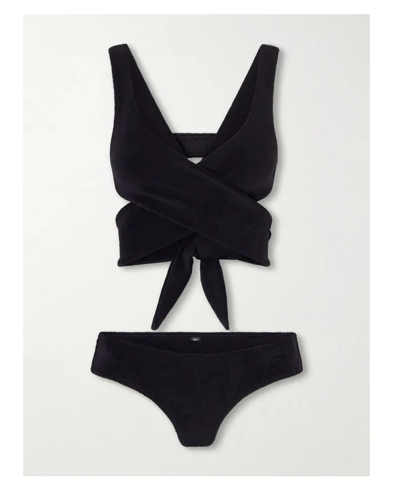 Lisa Marie Fernandez Marie-louise Bikini Aus Frottee Aus Einer Baumwollmischung - Schwarz Schwarz