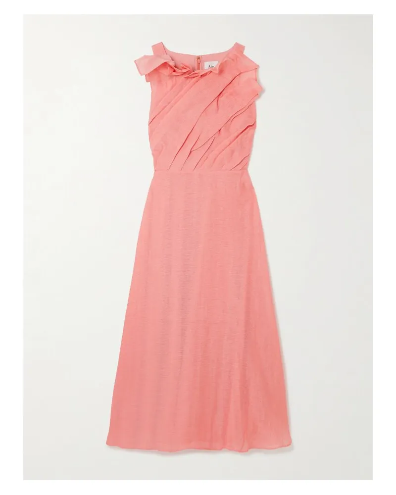 Aje. Genesis Midikleid Aus Musselin Mit Raffungen Und Falten - Orange Orange