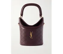 Gaby Quilted Leather Bucket Bag - Burgundy