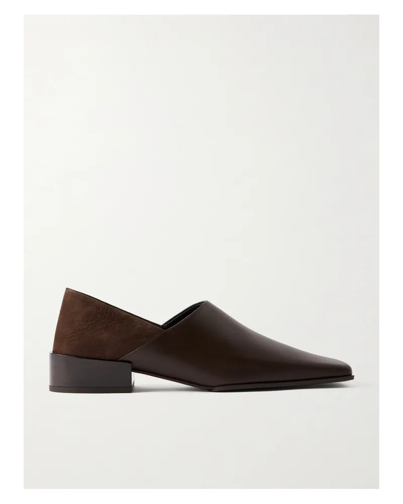 Alaïa Leather And Nubuck Loafers - Brown Brown