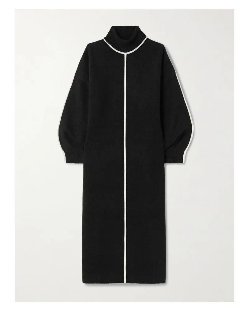 STAUD Apres Midikleid Aus Strick Mit Rollkragen - Schwarz Schwarz
