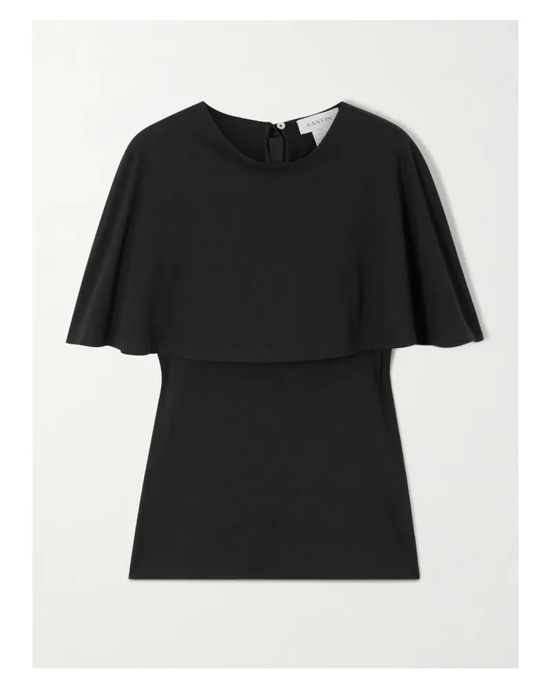Lanvin Cape-effect Cotton And Silk-blend T-shirt - Black Black