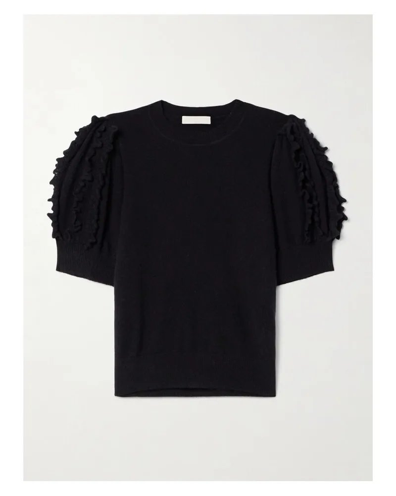 Ulla Johnson Ottilie Oberteil Aus Kaschmir Mit Rüschen - Schwarz Schwarz