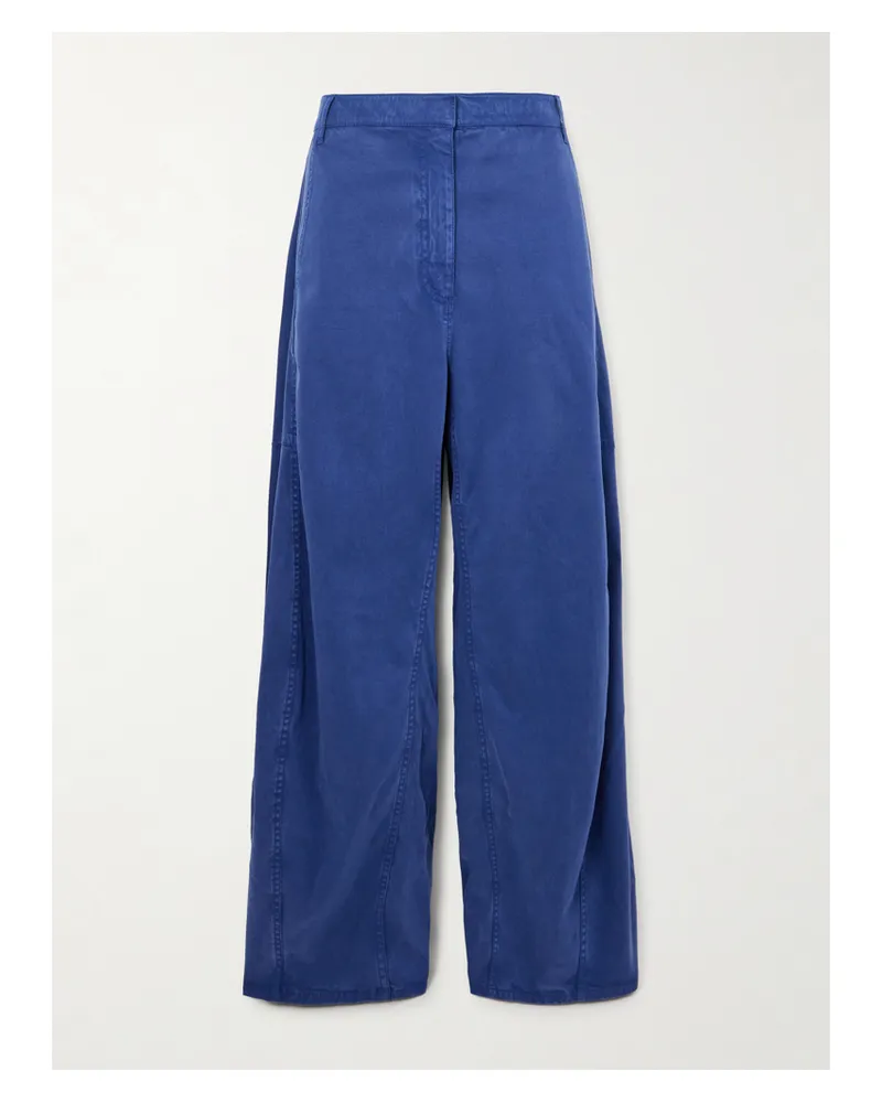 tibi Sid Tencel™ Lyocell-blend Wide-leg Pants - Blue Blue