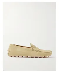 TOD'S Gommino Bubble Loafers aus Veloursleder Creme