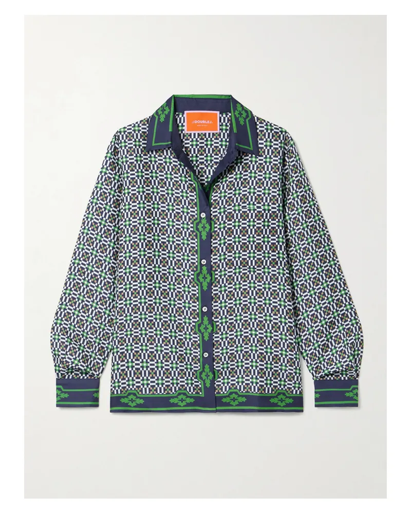 La DoubleJ Icon Boy Hemd Aus Bedrucktem Seiden-twill - Blau Blau