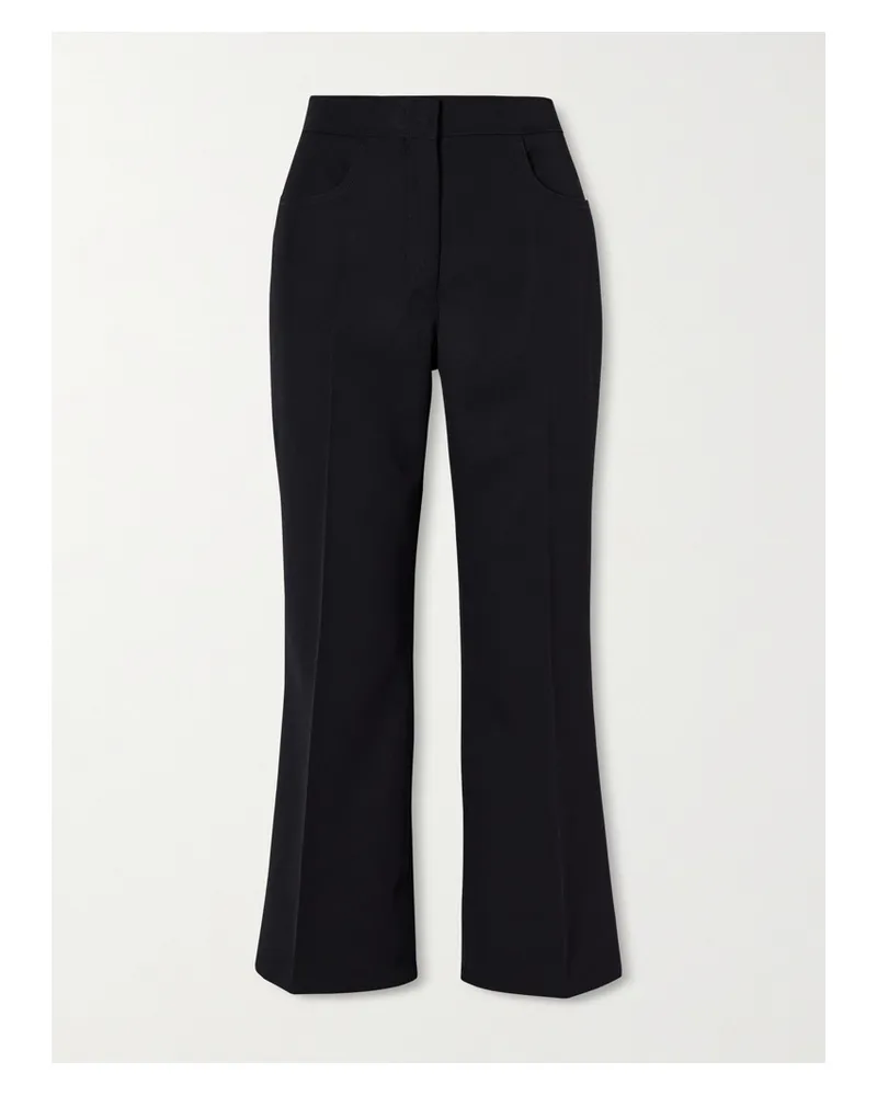 Jil Sander Cropped Wool-twill Flared Pants - Black Black