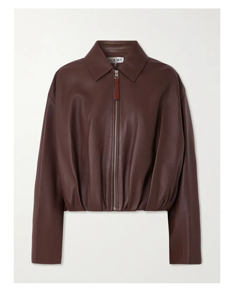 Loewe Balloon Leather Jacket - Brown Brown