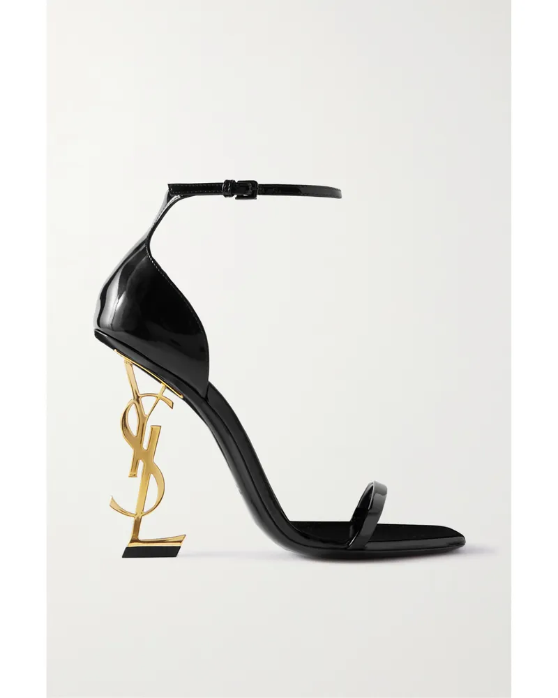 Saint Laurent Opyum Embellished Patent-leather Sandals - Black Black
