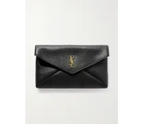 Cassandre Large Textured-leather Clutch - Black
