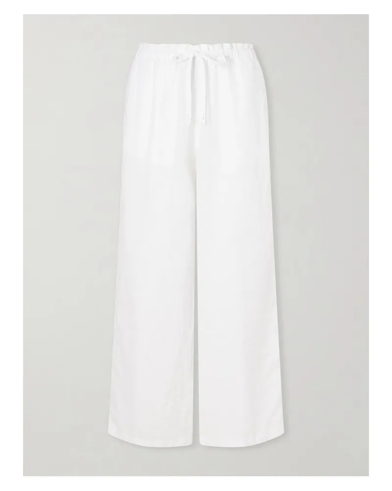James Perse Linen Straight-leg Pants - White White