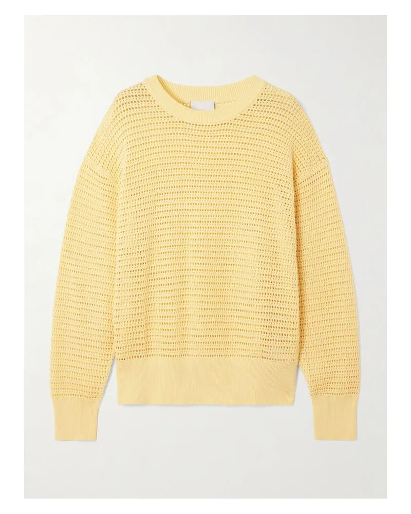 Varley Kershaw Pullover Aus Baumwolle In Lochstrick - Gelb Gelb