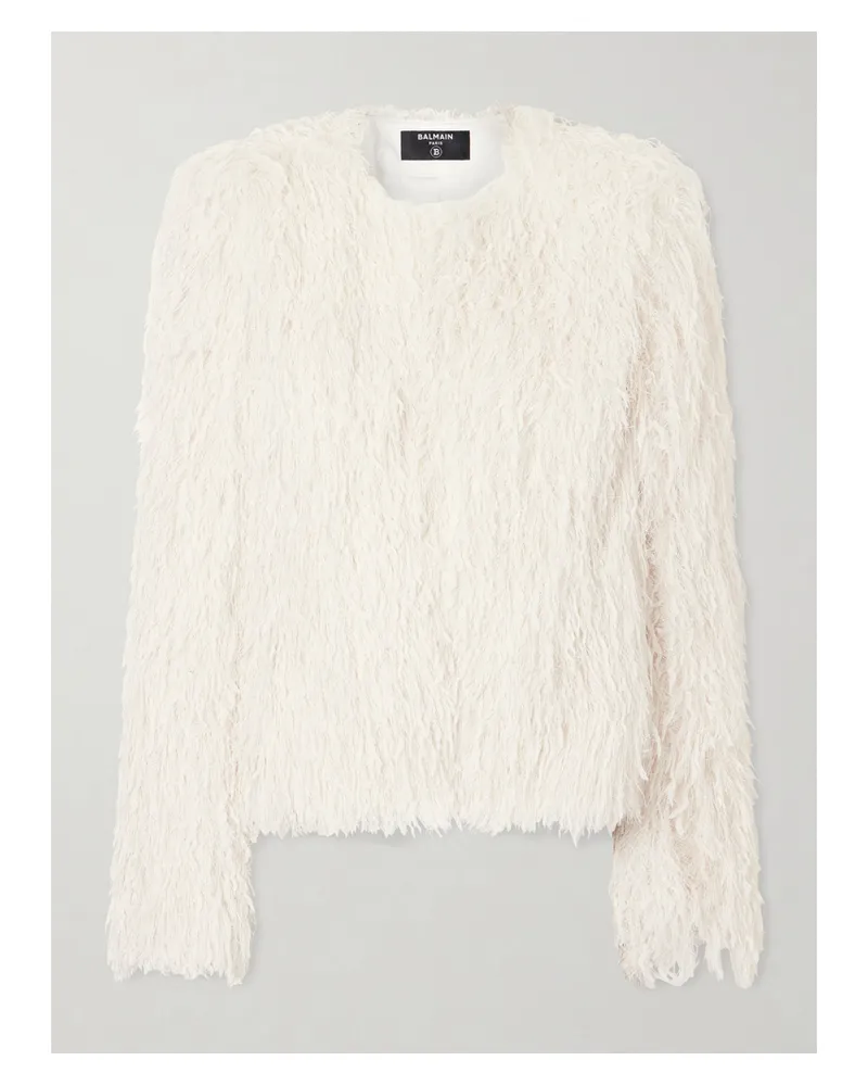 Balmain Fringed Tweed Jacket - White White