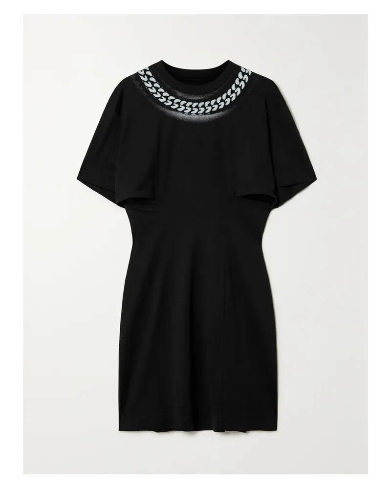 Givenchy Minikleid Aus Baumwoll-jersey Mit Print Und Cut-outs - Schwarz Schwarz