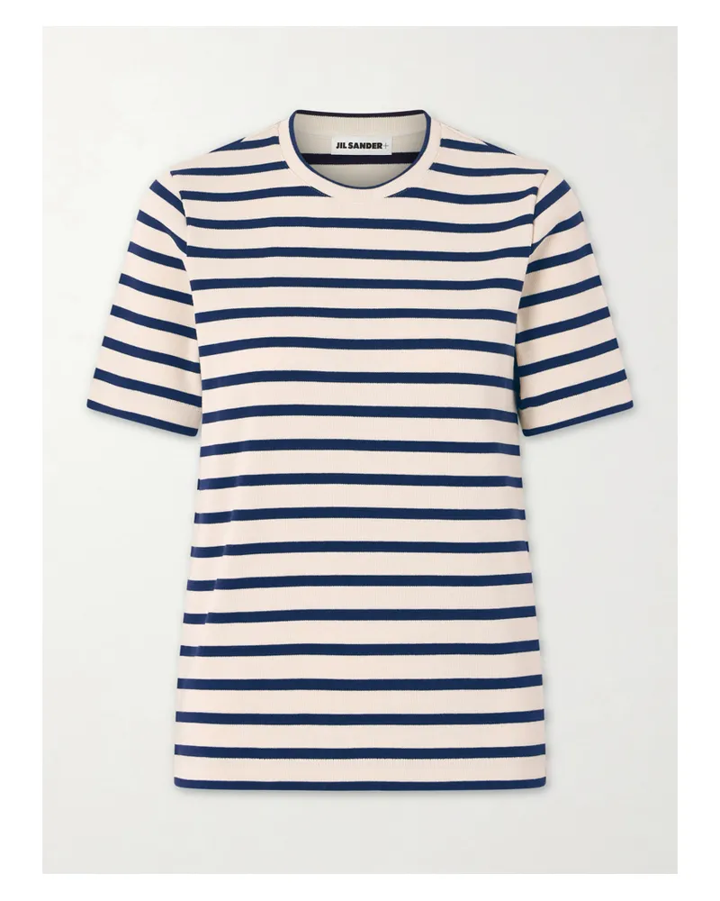 Jil Sander T-shirt Aus Baumwolle Mit Streifen - Weiß Weiß