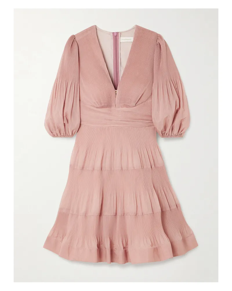 Zimmermann Minikleid Aus Seidenorganza Mit Plissee - Pink Pink
