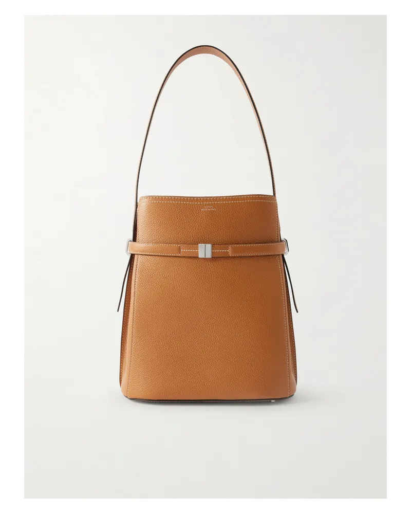 Totême Belted Textured-leather Tote - Brown Brown