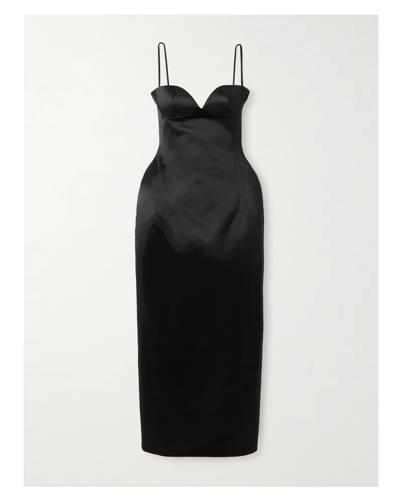 Magda Butrym Midikleid Aus Satin - Schwarz Schwarz
