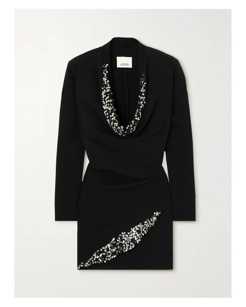 Isabel Marant Lazeli Minikleid Aus Crêpe Mit Pailletten - Schwarz Schwarz