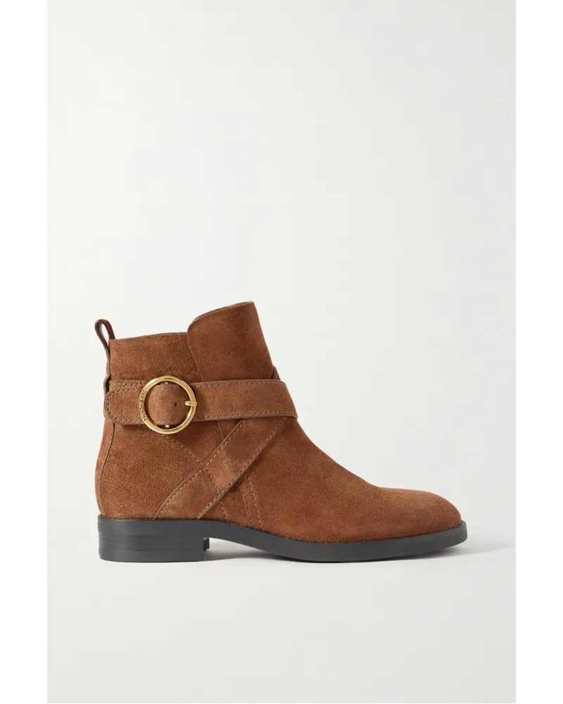 See by Chloé Lyna Ankle Boots aus Veloursleder Braun