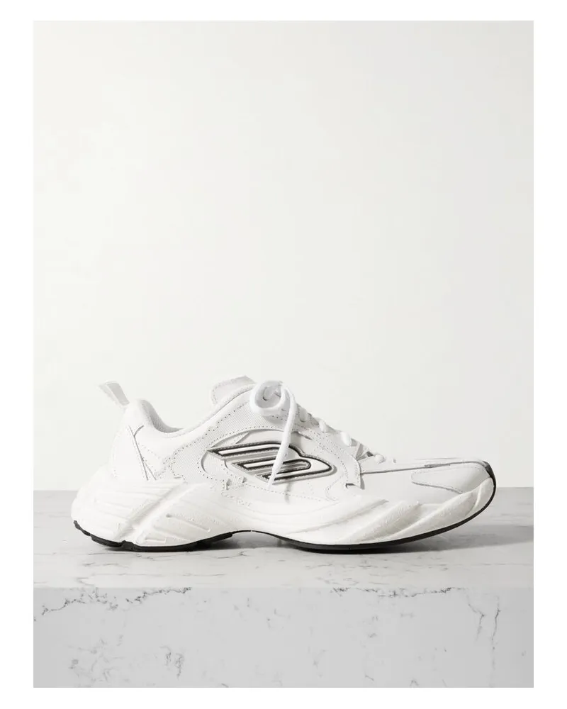 Balenciaga Monday Sneakers Aus Leder Mit Gummibesätzen - Weiß Weiß