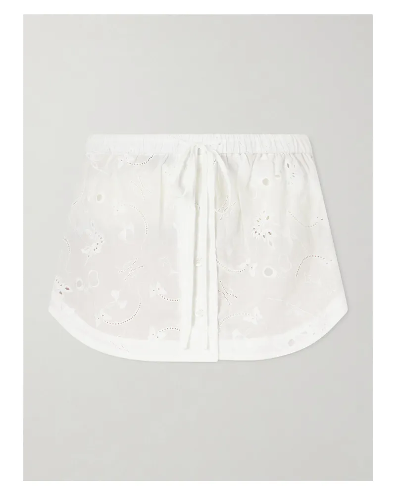Kiki De Montparnasse Simone Broderie Anglaise Cotton Mini Skirt - Neutrals Neutrals