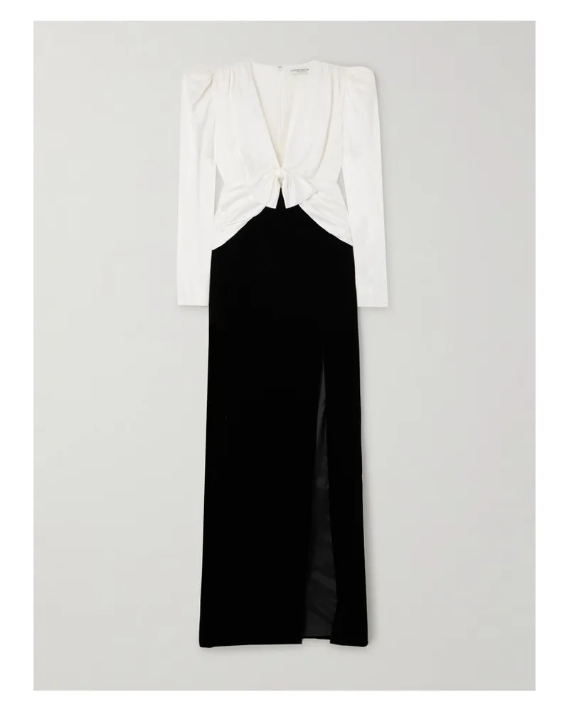 Alessandra Rich Robe Aus Samt Und Seidensatin Mit Schleife - Schwarz Schwarz