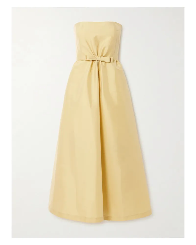 BERNADETTE Bodette Strapless Bow-detailed Taffeta Midi Dress - Yellow Yellow