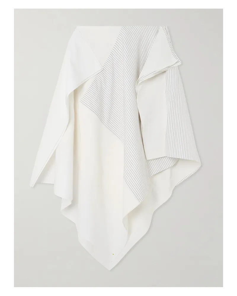 J.W.Anderson Asymmetrischer Midirock Aus Baumwollpopeline Mit Streifen In Patchwork-optik - Weiß Weiß