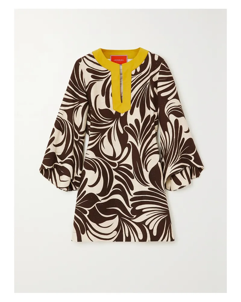 La DoubleJ The Kaftan Bedrucktes Minikleid Aus Einer Baumwollmischung - Braun Braun