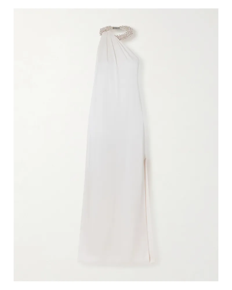 Stella McCartney Asymmetrische Robe Aus Glänzendem Crêpe Mit Verzierungen - Weiß Weiß