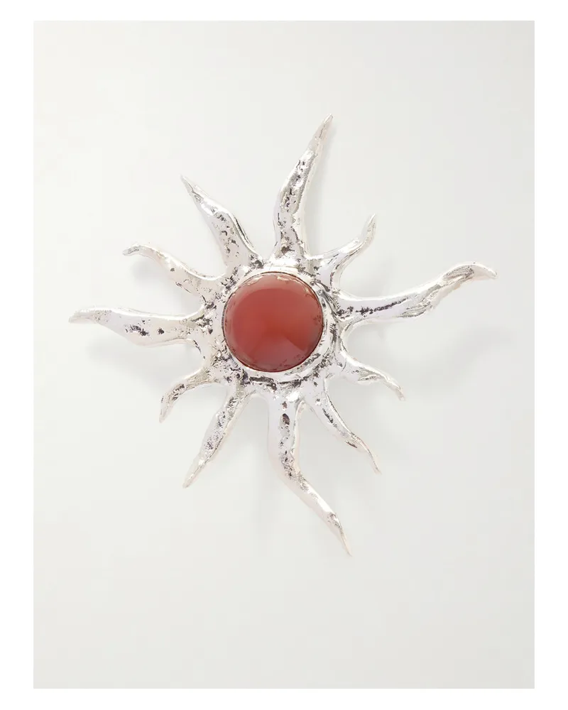 Sophie Buhai Ra Silver And Carnelian Brooch Silver