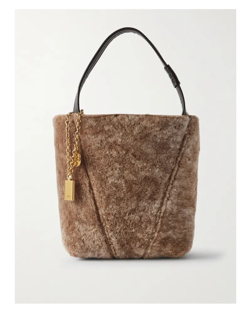 Chloé Spin Tote Aus Shearling Mit Lederbesätzen Und Verzierungen - Neutral Neutral