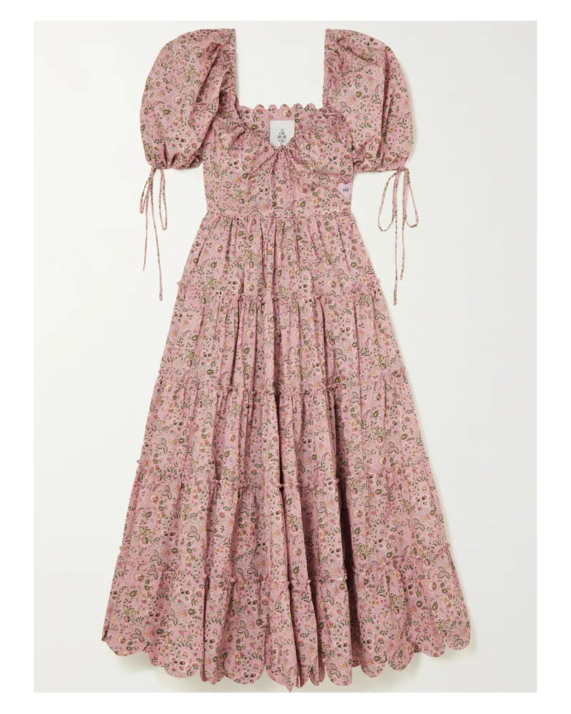 HORROR VACUI Freja Midikleid Aus Baumwollpopeline Mit Wellenkanten - Pink Pink