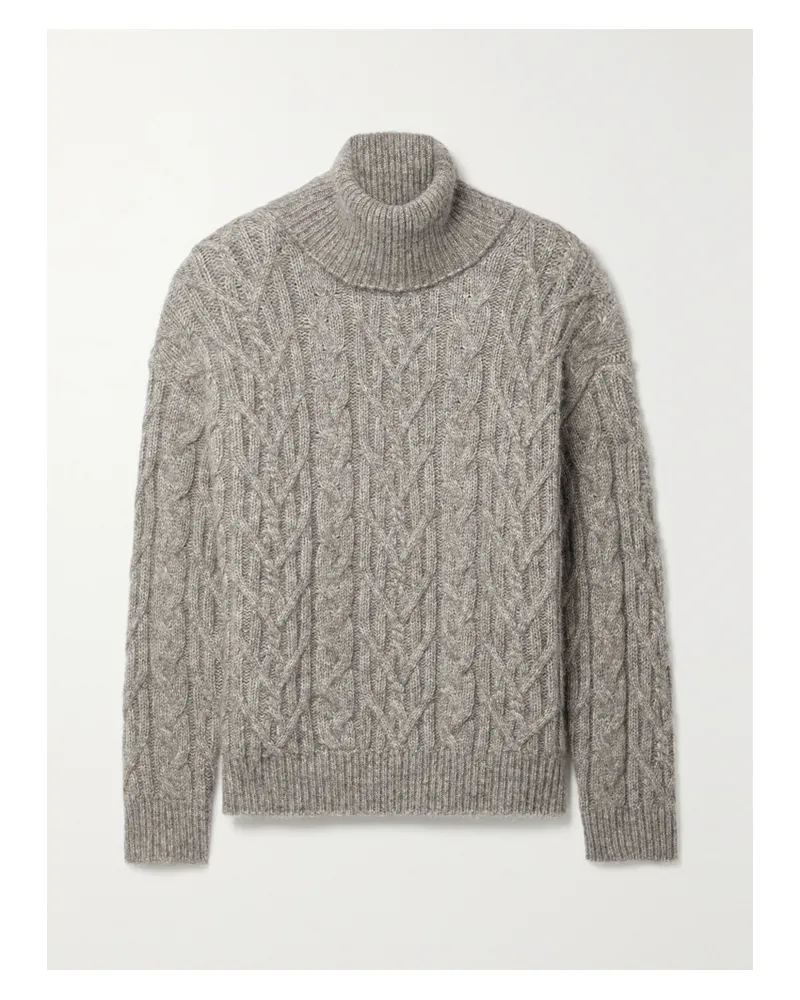 Nili Lotan Annie Rollkragenpullover Aus Einer Mischung Aus Alpakawolle, Baumwolle Und Wolle In Zopfstrick - Grau Grau
