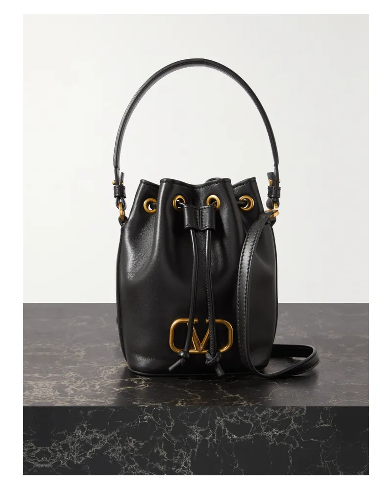 Valentino Garavani Vlogo Mini Beuteltasche Aus Leder Mit Verzierung - Schwarz Schwarz