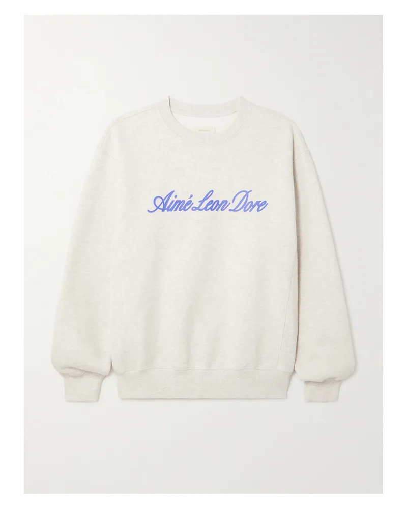 Aimé Leon Dore Logo-print Cotton-jersey Sweatshirt - Neutrals Neutrals