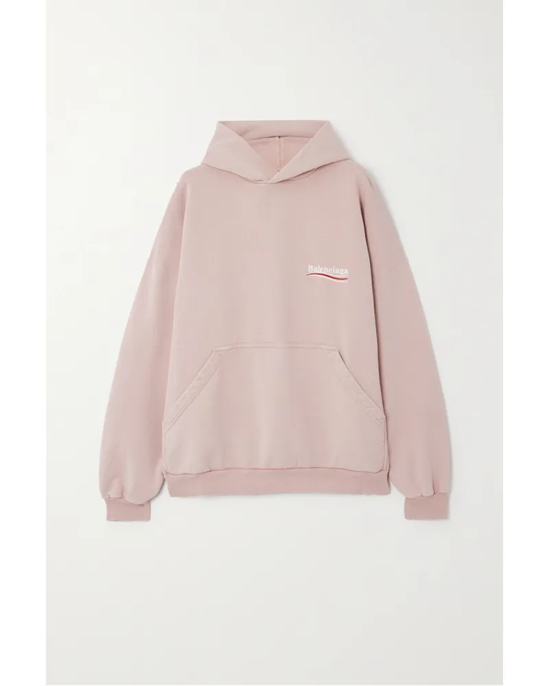 Balenciaga Hoodie aus Baumwoll-jersey mit Logostickerei Pink