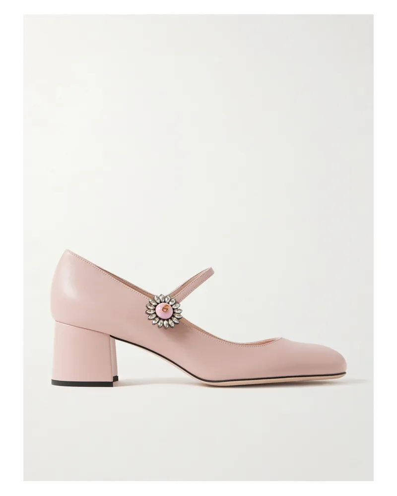 Valentino Garavani 55 Mary-jane-pumps Aus Leder Mit Verzierung - Pink Pink