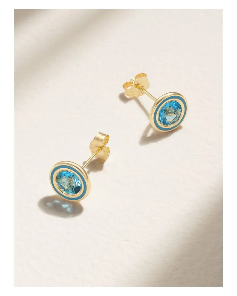 Alison Lou Madison Ohrstecker Aus 14 Karat Gold Mit Synthetischen Topasen Und Emaille - Blau Blau