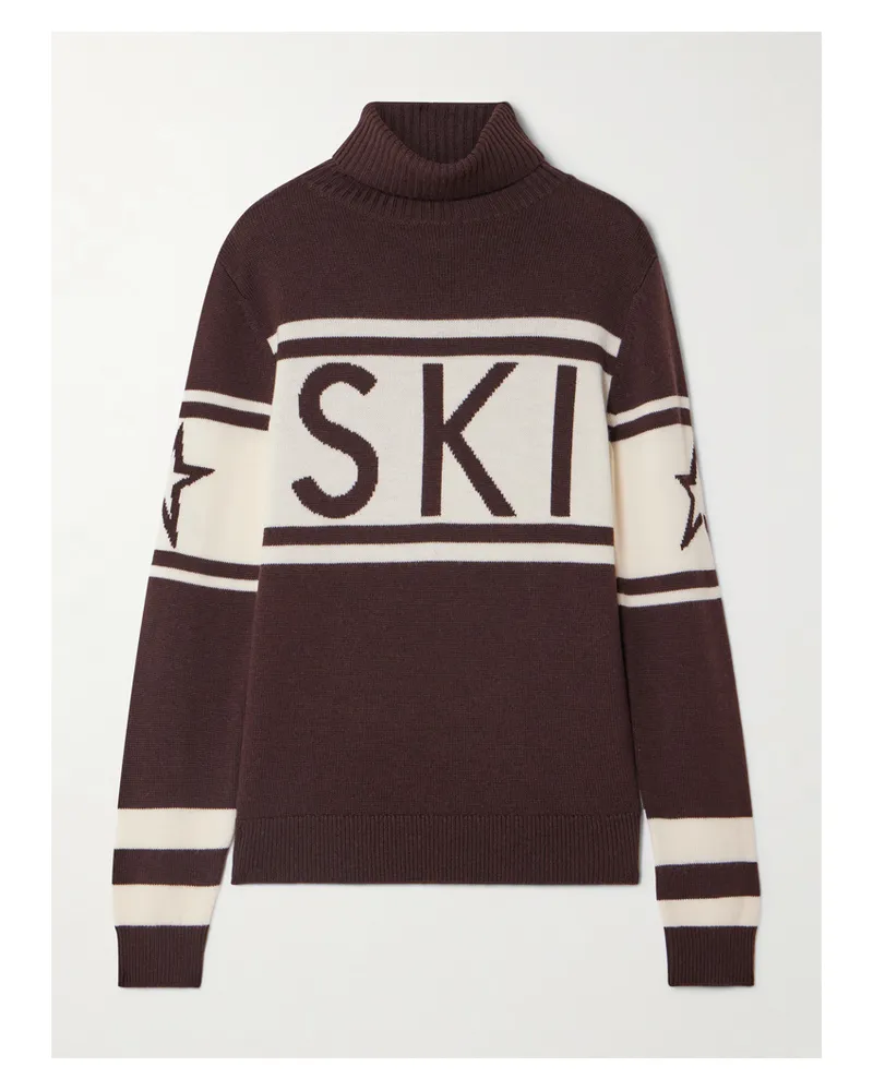 Perfect Moment Schild Rollkragenpullover Aus Merinowolle Mit Intarsienmotiven - Braun Braun
