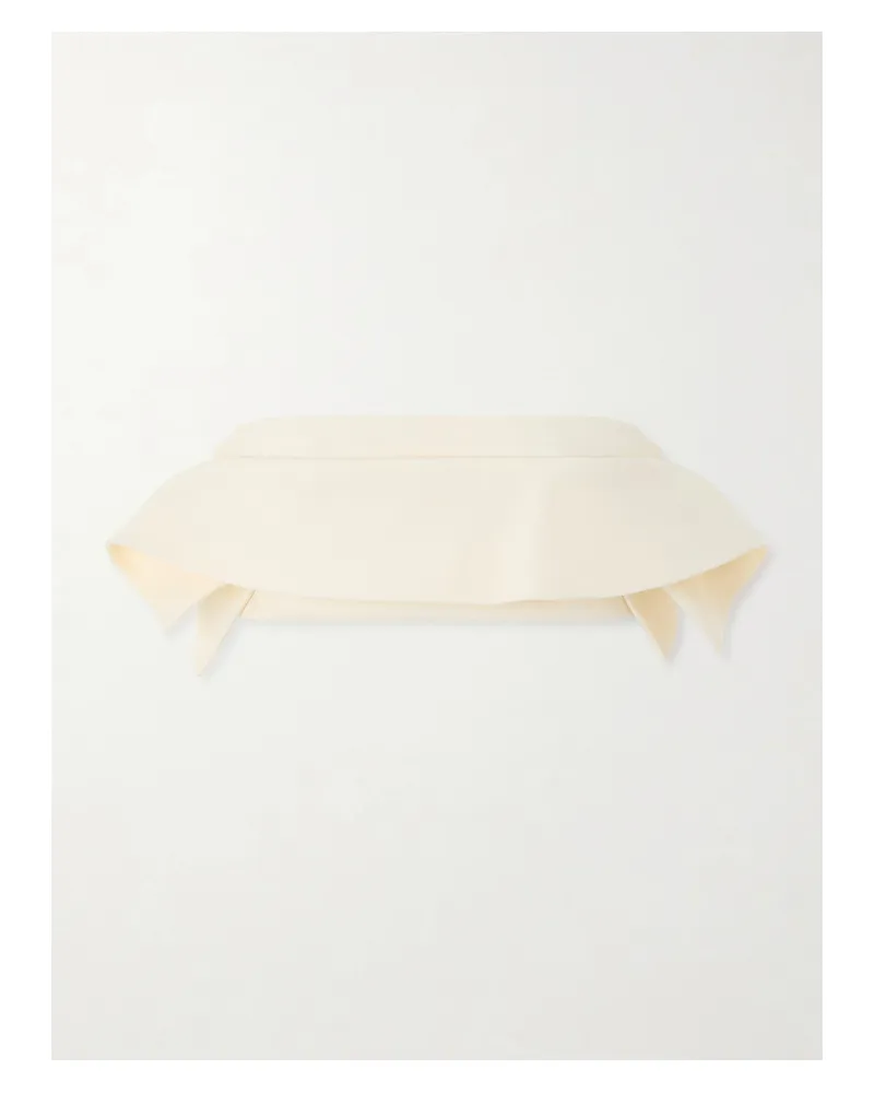 KHAITE Kelsi Cropped Wool And Silk-blend Cady Top - Neutrals Neutrals